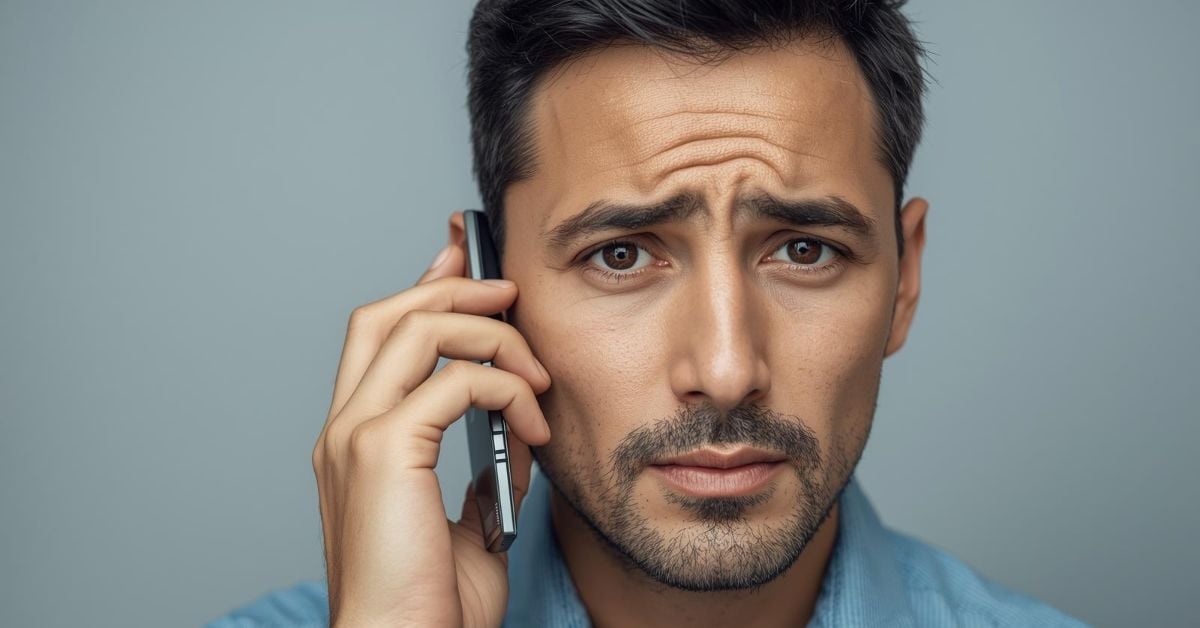 confused man on phone